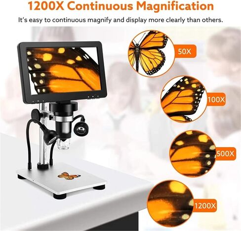 LCD 7 Inch Digital Microscope HD USB Microscope with Wired Remote 1200X Magnification Handheld Microscope with Video Recorder in Saudi Arabia