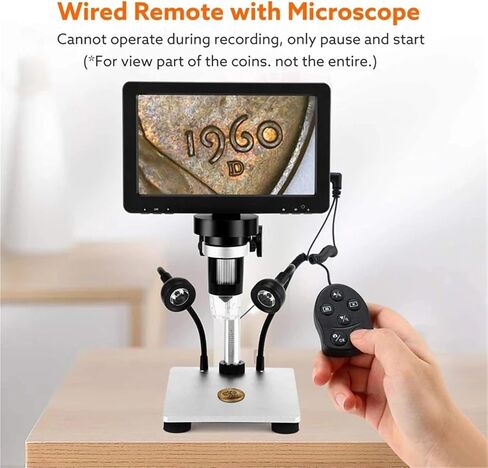 LCD 7 Inch Digital Microscope HD USB Microscope with Wired Remote 1200X Magnification Handheld Microscope with Video Recorder in Saudi Arabia