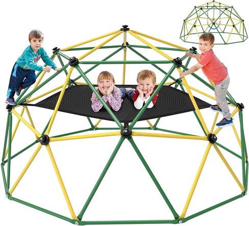 Climbing Dome, 6FT Geometric Dome Climber for Kids, Kids Indoor Outdoor Jungle Gym Supports 600lbs, Easy Assembly Playground Jungle Gym Backyard Play Equipment, Yellow+Blue in Saudi Arabia