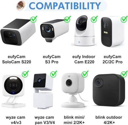 حامل حائط قابل للتعديل 360 درجة مع حزام لـ eufy SoloCam S220، eufy Cam S3 Pro، WYZE Cam، Blink Outdoor 4/ 2K+، Blink mini 2/ 2k+، حامل كاميرا أمان مقاوم للطقس للكاميرا الخاصة بك in Kuwait