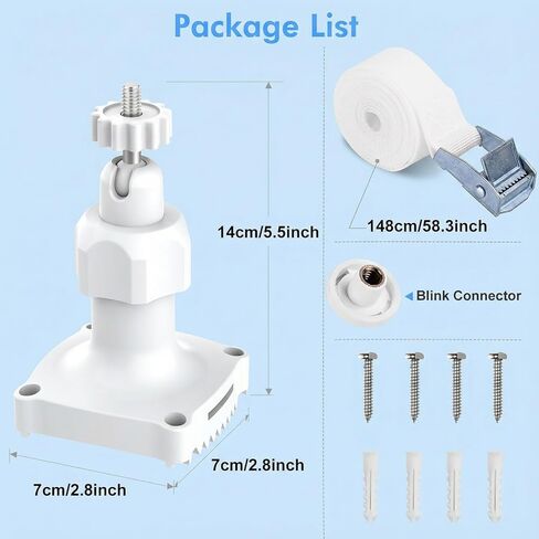 حامل حائط قابل للتعديل 360 درجة مع حزام لـ eufy SoloCam S220، eufy Cam S3 Pro، WYZE Cam، Blink Outdoor 4/ 2K+، Blink mini 2/ 2k+، حامل كاميرا أمان مقاوم للطقس للكاميرا الخاصة بك in Kuwait