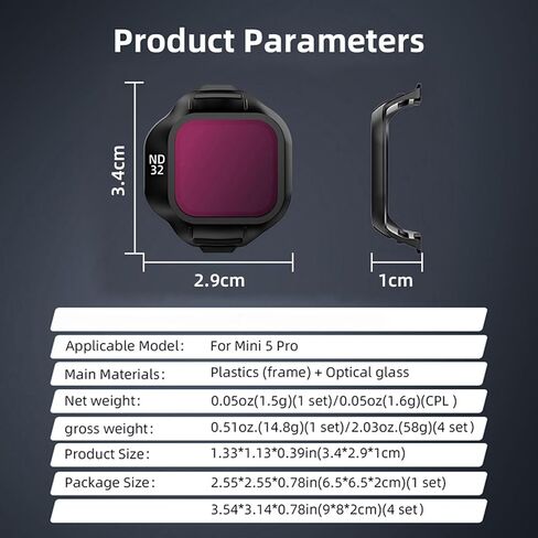 UV ND CPL Camera Lens Filter for DJI Mini 5 Pro Drone Accessories, CPL Polarizer ND Light Reduction Neutral Density Filters, Multi Layer Optical Glass (UV Filter) in Saudi Arabia