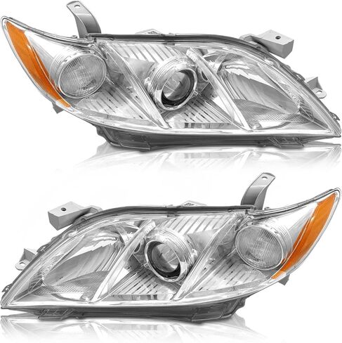 في عام 2010 2011 ، استبدال مجموعة تويوتا كامري المصباح من 10-11 Toyota Camry Base/LE/XLE Sedan Projector Chrome Housing Amber Lens Clear Clear in Kuwait