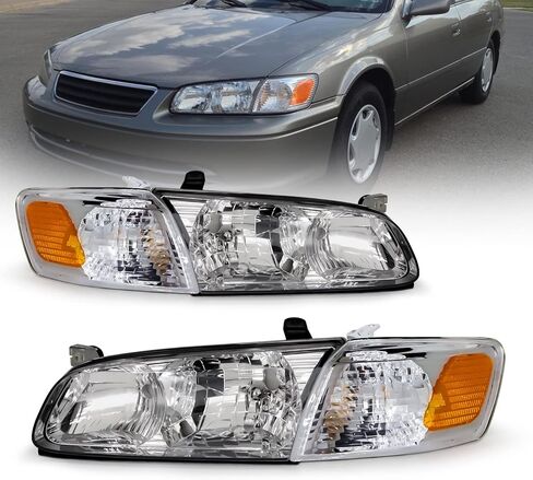 في عام 2010 2011 ، استبدال مجموعة تويوتا كامري المصباح من 10-11 Toyota Camry Base/LE/XLE Sedan Projector Chrome Housing Amber Lens Clear Clear in Kuwait