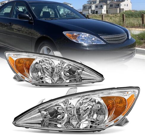 في عام 2010 2011 ، استبدال مجموعة تويوتا كامري المصباح من 10-11 Toyota Camry Base/LE/XLE Sedan Projector Chrome Housing Amber Lens Clear Clear in Kuwait