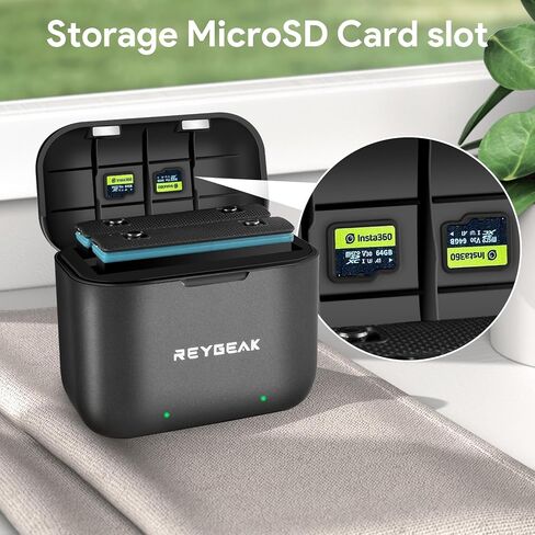 REYGEAK for Insta360 X3 Batteries with Fast Charge Hub,1800mAh Replacement Battery with 2 Charging Channel,Misro SD Card Slots Can be Stored (2 Battries+ Charging Box) in Saudi Arabia