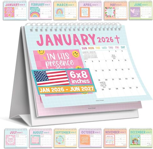 Small Desk Calendar 2026-2027 - Standing Flip Desk Calendars 2026, 18 Months Stand Up Calendars from Jan 2026 to Jun 2027, Kraft Desktop Calendar Planner for Home, School, Office in Saudi Arabia