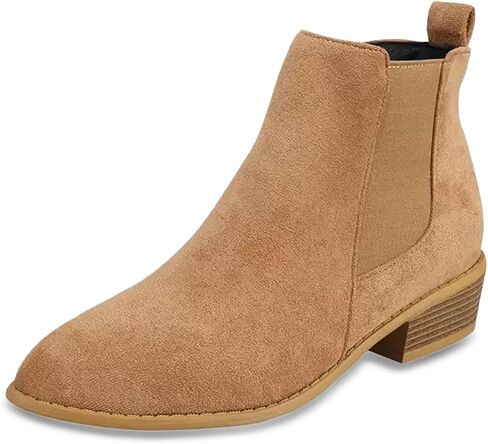 Sunporx Women'S Suede Ankle Boots Low-Heeled Slip-Resistant Pointed-toe Breathable Casual Booties Block-Heeled Autumn/Winter Warm Boots in Saudi Arabia
