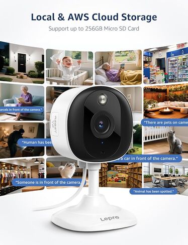 Lepro 2K Security Indoor & Outdoor Camera for Baby Care, Pet Monitoring, Remote Intercom, Night Vision, 2-Way Audio, Cloud & SD Card Storage (SD Card Not Included) in Saudi Arabia