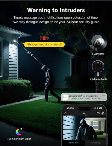 Lepro 2K Security Indoor & Outdoor Camera for Baby Care, Pet Monitoring, Remote Intercom, Night Vision, 2-Way Audio, Cloud & SD Card Storage (SD Card Not Included) in Saudi Arabia