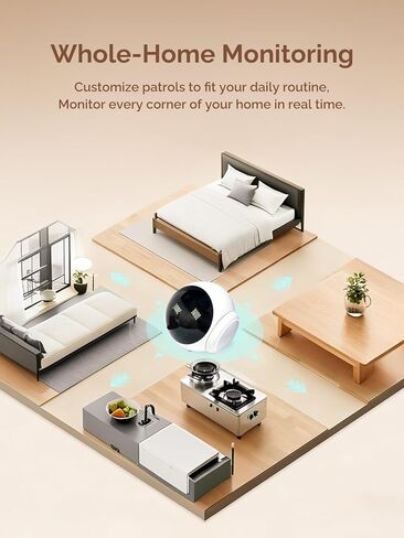 Orison Smart Mobile Pet Camera Robot, 1080P HD Indoor Pet Camera for Home, Auto Patrol & Auto Recharge, Night Vision, Two-Way Audio, App Control, Local Storage in Saudi Arabia