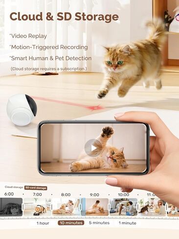 Orison Smart Mobile Pet Camera Robot, 1080P HD Indoor Pet Camera for Home, Auto Patrol & Auto Recharge, Night Vision, Two-Way Audio, App Control, Local Storage in Saudi Arabia