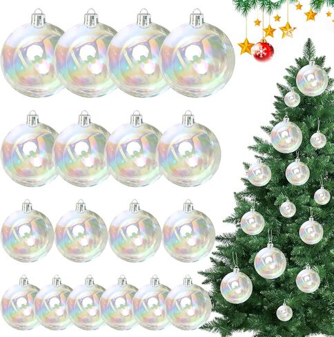 Iridescent Ornaments Balls Clear Plastic Ornaments Christmas Ornament Ball Sparkly Christmas Bubble Clear Balls for Cauldron, Witch Brew Pot, Halloween Decorations, Xmas Tree Decor (30Pcs, 4 Sizes) in Saudi Arabia