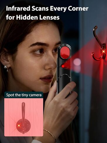 Hidden Camera Detectors,Infrared Pin-Hole Camera Finder,Wireless Camera detector, Anti-Spy Alarm and Bug Detector, GPS Tracker Detector, Portable Hidden Device Finder for Travel & Office(Black) in Saudi Arabia