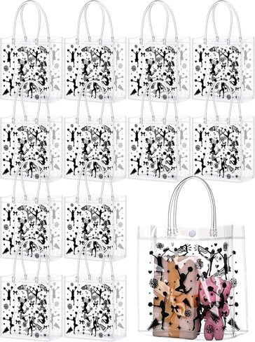 Sweetude 24 Pcs Cheer Clear Treat Bags with Handles for Cheer Team Cheerleader Gift Bag Bulk Cheerleader Party Supplies in Saudi Arabia