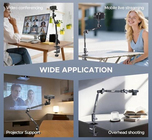 EMART Overhead Camera Mount with 21"Magic Arm and C Clamp,Overhead Phone Mount with 1/4"&3/8" Screw,Articulating Desktop Boom Arm Compatible with Webcam/Monitors/Mics for Streaming/Recording in Saudi Arabia