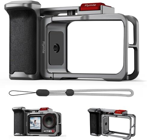 مجموعة مقبض المقبض لـ DJI Osmo Action 5 Pro، مع قفص Osmo Action 5 Pro، حامل حامل للتصوير السريع للشارع، زر الغالق، حذاء بارد، فتحة ملولبة 1/4 لعصا سيلفي ثلاثية القوائم in Saudi Arabia