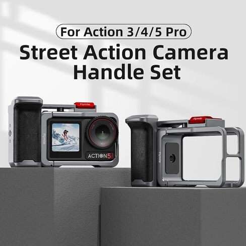 مجموعة مقبض المقبض لـ DJI Osmo Action 5 Pro، مع قفص Osmo Action 5 Pro، حامل حامل للتصوير السريع للشارع، زر الغالق، حذاء بارد، فتحة ملولبة 1/4 لعصا سيلفي ثلاثية القوائم in Saudi Arabia