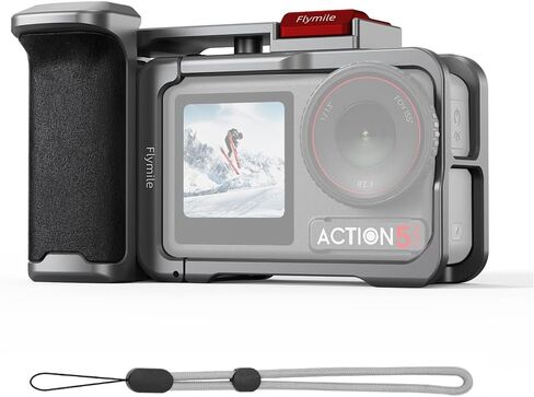 مجموعة مقبض المقبض لـ DJI Osmo Action 5 Pro، مع قفص Osmo Action 5 Pro، حامل حامل للتصوير السريع للشارع، زر الغالق، حذاء بارد، فتحة ملولبة 1/4 لعصا سيلفي ثلاثية القوائم in Saudi Arabia