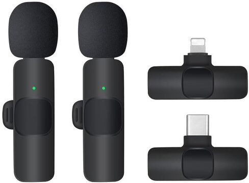 ميكروفون NeoHold اللاسلكي لأجهزة iPhone وiPad وAndroid، قطعتين من ميكروفون Lavalier مع موصل USB-C، تسجيل واضح للغاية للبودكاست، ASMR، TikTok، تسجيل الفيديو in Saudi Arabia