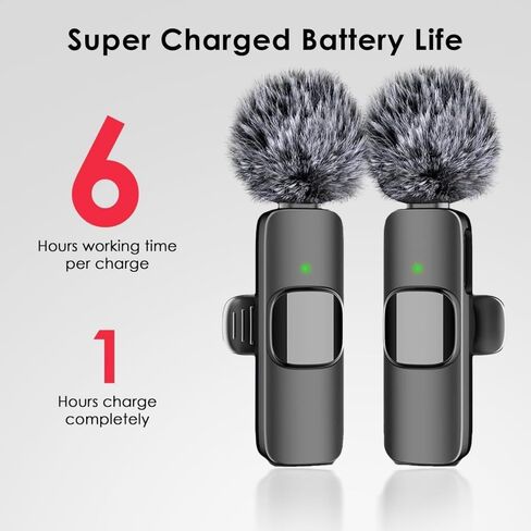 ميكروفون NeoHold اللاسلكي لأجهزة iPhone وiPad وAndroid، قطعتين من ميكروفون Lavalier مع موصل USB-C، تسجيل واضح للغاية للبودكاست، ASMR، TikTok، تسجيل الفيديو in Saudi Arabia