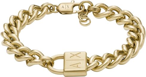 Armani Exchange A|X Men's Gold-Tone and Silver-Tone Stainless Steel Double Chain Bracelet (Model: AXG0162710) in Saudi Arabia