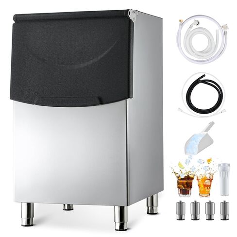 VEVOR Commercial Ice Maker Storage Bin, 250LBS Capacity Ice Bin, Stainless Steel Ice Storage Bin with Filter and Adjustable Anti-Slip Rubber Feet, Suitable for Restaurant Hotel and Beverage Shops in Saudi Arabia