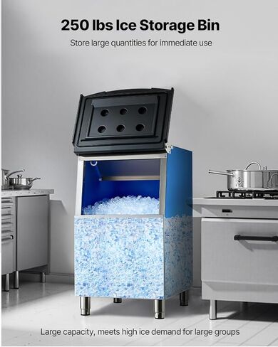 VEVOR Commercial Ice Maker Storage Bin, 250LBS Capacity Ice Bin, Stainless Steel Ice Storage Bin with Filter and Adjustable Anti-Slip Rubber Feet, Suitable for Restaurant Hotel and Beverage Shops in Saudi Arabia