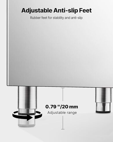 VEVOR Commercial Ice Maker Storage Bin, 250LBS Capacity Ice Bin, Stainless Steel Ice Storage Bin with Filter and Adjustable Anti-Slip Rubber Feet, Suitable for Restaurant Hotel and Beverage Shops in Saudi Arabia