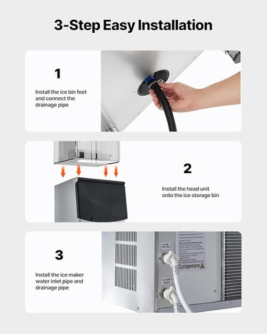 VEVOR Commercial Ice Maker Storage Bin, 250LBS Capacity Ice Bin, Stainless Steel Ice Storage Bin with Filter and Adjustable Anti-Slip Rubber Feet, Suitable for Restaurant Hotel and Beverage Shops in Saudi Arabia