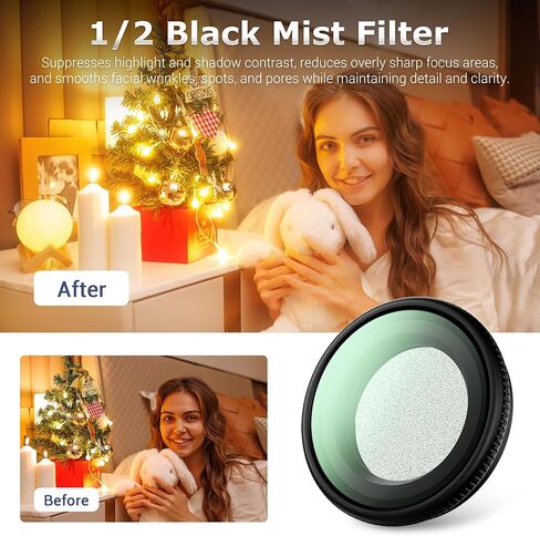 JJC Go Ultra Black Mist 1/2 Filter for Insta360 Go Ultra Accessories, Black Diffusion 1/2 Screw-On Filter, Dreamy Cinematic Mist Effect, Multi Coated Optical Glass Aluminium Frame, with Storage Case in Saudi Arabia