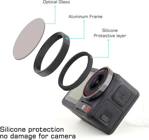 طقم مرشح ND CPL لـ DJI Osmo Action 3/4/5 Pro، 4 عبوات من مرشح الاستقطاب ذو الكثافة المحايدة الإضافية-ND8/16/32/CPL للتصوير في الضوء الساطع في الهواء الطلق، إطار من الألومنيوم الزجاجي البصري عالي الدقة in Saudi Arabia