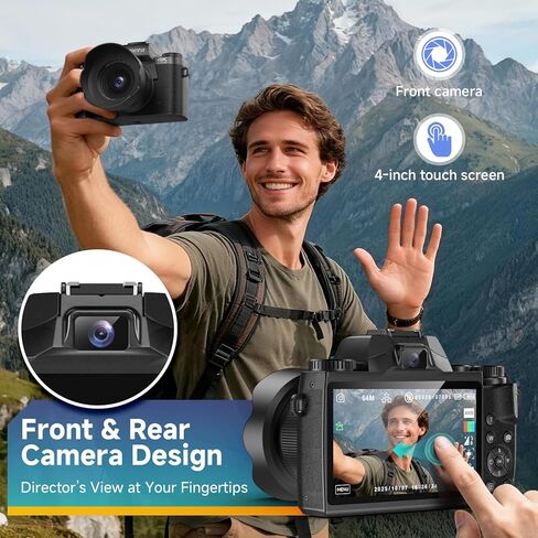 كاميرا رقمية بدقة 4K للتصوير الفوتوغرافي، وكاميرا تسجيل فيديو بشاشة تعمل باللمس بتقنية WiFi بدقة 64 ميجابكسل، وكاميرا قديمة مع التحكم في التطبيق ووضع التجميل، وتكبير/تصغير 16X مع فلاش، ونقطة والتقاط مع بطاقة SD سعة 64 جيجابايت للمبتدئين والمراهقين YouTube in Kuwait