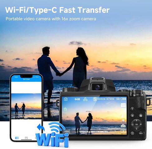 كاميرا رقمية بدقة 4K للتصوير الفوتوغرافي، وكاميرا تسجيل فيديو بشاشة تعمل باللمس بتقنية WiFi بدقة 64 ميجابكسل، وكاميرا قديمة مع التحكم في التطبيق ووضع التجميل، وتكبير/تصغير 16X مع فلاش، ونقطة والتقاط مع بطاقة SD سعة 64 جيجابايت للمبتدئين والمراهقين YouTube in Kuwait