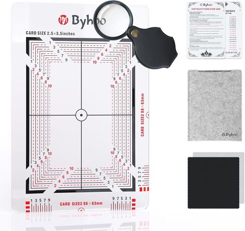 Byhoo Card Grading Kit Professional Sports & Trading Card Grading Tool with 1.5mm Reinforced Frame, Precision Centering System & Magnifying Glass, Anti-Scratch Grading Kit for Pokemon/CCG in Saudi Arabia