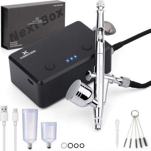 طقم البخاخة المزدوج ذات الدلالي التي تمت ترقيتها 55psi مع ضاغط-ضاغط صامت للغاية وقابل للتعديل لزخارف الكيك ، والمكياج ، والرسم النموذجي ، وفن الأظافر ، والوشم in Kuwait