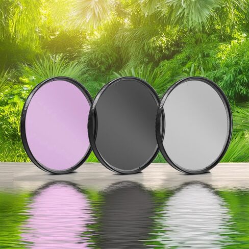 طقم مرشح مكون من 3 قطع UV-CPL-FLD متوافق مع Canon EOS R8 مع 24-50 مم، EOS R50 V مع 14-30 مم، X-T50، X-S20 مع 16-50 مم، OM-3، OM-5 II مع 12-45 مم، G97 مع عدسة 12-60 مم in Saudi Arabia