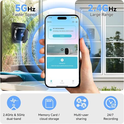 AXB 4K Window Security Camera for Home: 2.4GHz&5GHz WiFi Window Camera with Dual-Light Color Night Vision - Indoor Window Cam with Motion Detection for Home Security 2Pack in Saudi Arabia