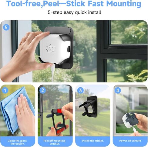 AXB 4K Window Security Camera for Home: 2.4GHz&5GHz WiFi Window Camera with Dual-Light Color Night Vision - Indoor Window Cam with Motion Detection for Home Security 2Pack in Saudi Arabia
