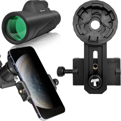 12x50 Waterproof Monocular Telescope K9 Prism - Bundle with - Adjustable Telescope Phone Scope Mount in Saudi Arabia