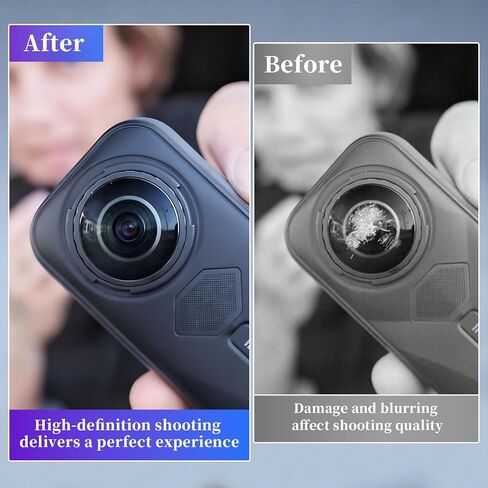 مجموعة استبدال العدسات المكونة من قطعتين لجهاز Insta360 X5، Portbale [قطعتان] غطاء زجاجي بصري بديل مع أداة إزالة + 2 حلقة سوداء سهلة التركيب، طقم كاميرا عدسة لـ Insta360-X5 in Kuwait