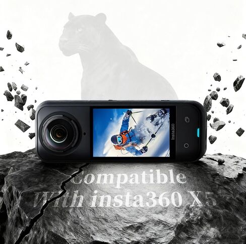 مجموعة استبدال العدسات المكونة من قطعتين لجهاز Insta360 X5، Portbale [قطعتان] غطاء زجاجي بصري بديل مع أداة إزالة + 2 حلقة سوداء سهلة التركيب، طقم كاميرا عدسة لـ Insta360-X5 in Kuwait