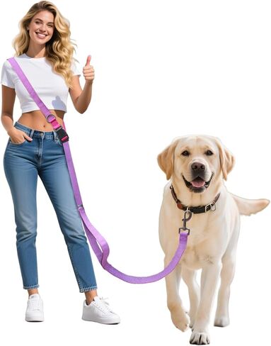 مقود الكلب الخالي من اليدين ، مقود Galaxy Reflective Crossbody ، حزام الخصر الثقيل القابل للتعديل من 6 إلى 9.5 قدمًا للكلاب المتوسطة والكبيرة المشي ، الجري ، الركض ، التدريب ، المشي الليلي （290 سم ، أسود in Kuwait