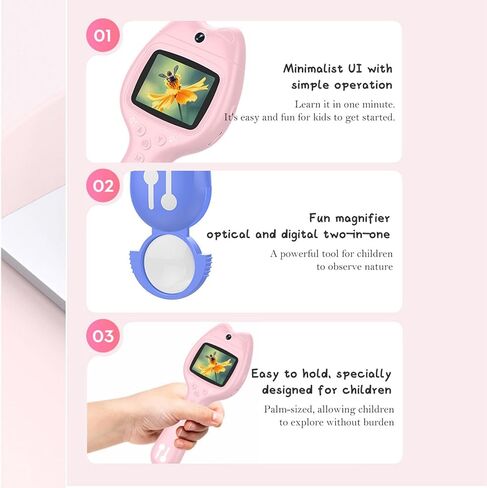 Handheld Digital Microscope, 500X Optical Zoom 2MP Camera 2.0 Inch Screen with 180Degree Rotating Lens for Kids Students Science Education (Roseate) in Saudi Arabia