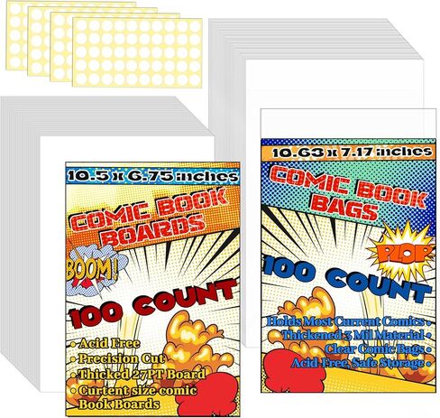 LOTMER 20 Sets Current Comic Book Bags and Boards 20ct Thickened 27PT Comic Book Backing Boards 20ct Acid-Free Clear Protector Comic Book Sleeves for Collectors, Regular Comics Magazine Storage in Kuwait