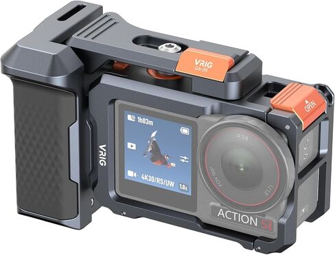 مجموعة قبضة VRIG Xplorer لـ DJI Osmo Action 5 Pro/ 4/3، قفص مطابق للقبضة المريحة، يحول كاميرا الحركة الخاصة بك إلى الأداة المثالية للتصوير الفوتوغرافي في الشوارع والسفر في المناطق الحضرية in Saudi Arabia