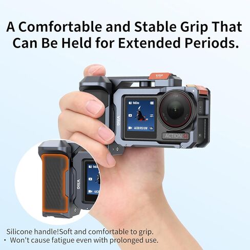 مجموعة قبضة VRIG Xplorer لـ DJI Osmo Action 5 Pro/ 4/3، قفص مطابق للقبضة المريحة، يحول كاميرا الحركة الخاصة بك إلى الأداة المثالية للتصوير الفوتوغرافي في الشوارع والسفر في المناطق الحضرية in Saudi Arabia