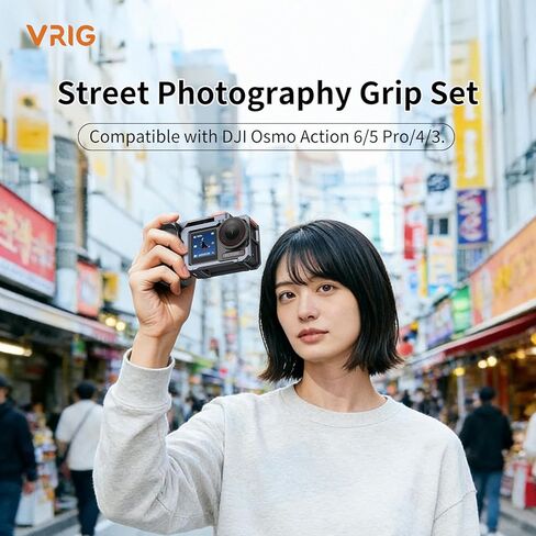 مجموعة قبضة VRIG Xplorer لـ DJI Osmo Action 5 Pro/ 4/3، قفص مطابق للقبضة المريحة، يحول كاميرا الحركة الخاصة بك إلى الأداة المثالية للتصوير الفوتوغرافي في الشوارع والسفر في المناطق الحضرية in Saudi Arabia