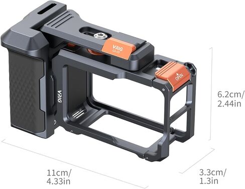مجموعة قبضة VRIG Xplorer لـ DJI Osmo Action 5 Pro/ 4/3، قفص مطابق للقبضة المريحة، يحول كاميرا الحركة الخاصة بك إلى الأداة المثالية للتصوير الفوتوغرافي في الشوارع والسفر في المناطق الحضرية in Saudi Arabia
