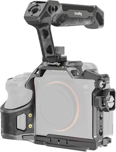 SmallRig A7 V / A7R V / A7 IV مجموعة أساسية لقفص وحيد القرن لسوني Alpha 7 V/Alpha 7R V/Alpha 7 IV/Alpha 7S III/Alpha 7R IV، تتضمن مقبض علوي/مشبك كابل لـ HDMI in Saudi Arabia